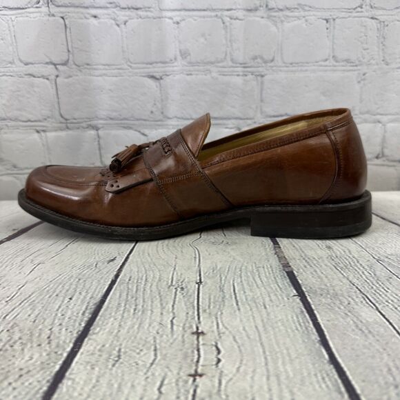 Johnston Murphy Passport Loafers Brown Leather Kiltie Tassel‎ Shoes Sz 10W Italy - Picture 7 of 13